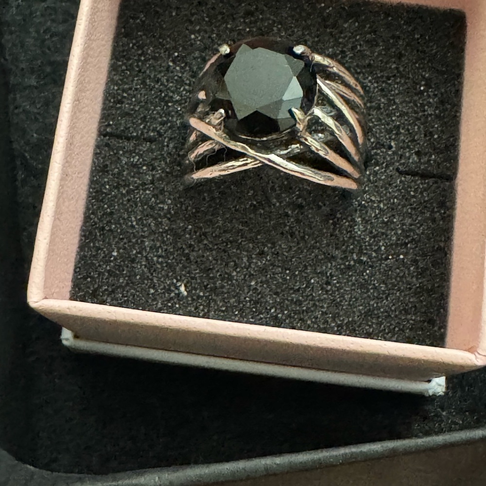Elegant Black Stone Silver Ring